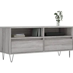 Tv-Meubels*vidaXL Tv-meubel 100x34,5x44,5 cm bewerkt hout eikenkleur Grijs sonoma