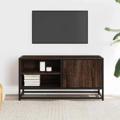 Tv-Meubels*vidaXL Tv-meubel 80x34,5x40 cm bewerkt hout metaal bruin eikenkleur