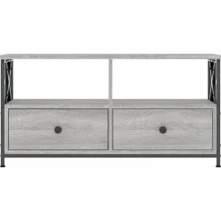 Tv-Meubels*vidaXL Tv-meubel 90x33x45 cm bewerkt hout eikenkleurig Grijs sonoma