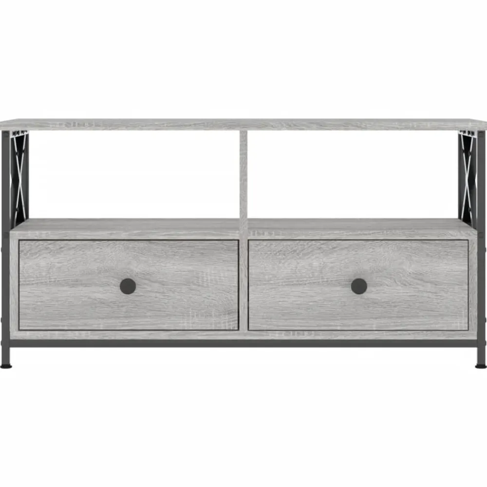 Tv-Meubels*vidaXL Tv-meubel 90x33x45 cm bewerkt hout eikenkleurig Grijs sonoma