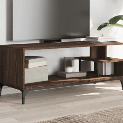Tv-Meubels*vidaXL Tv-meubel 102x40x41 cm hout en gepoedercoat staal bruineiken bruin eikenkleur