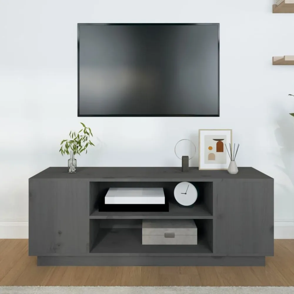 Tv-Meubels*vidaXL Tv-meubel 110x35x40,5 cm massief grenenhout Grijs