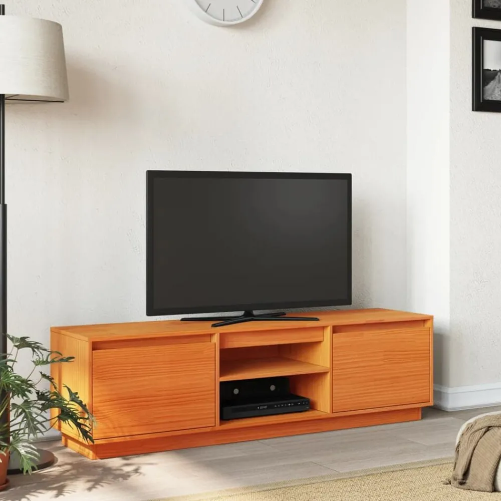 Tv-Meubels*vidaXL Tv-meubel 140x35x40 cm massief grenenhout Wasbruin