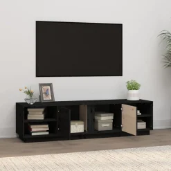 Tv-Meubels*vidaXL Tv-meubel 156x40x40 cm massief grenenhout Zwart