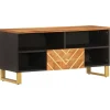 Tv-meubel 100x33,5x46 cm massief mangohout bruin en zwart>vidaXL Outlet