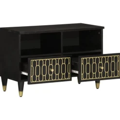 Tv-Meubels*vidaXL Tv-meubel 70x33x46 cm massief mangohout Zwart