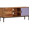Tv-meubel 110x30x50 cm massief acaciahout honingbruin en grijs>vidaXL Discount