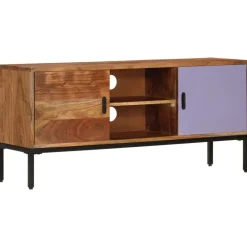 Tv-meubel 110x30x50 cm massief acaciahout honingbruin en grijs>vidaXL Discount