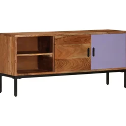 Tv-meubel 110x30x50 cm massief acaciahout honingbruin en grijs>vidaXL Discount