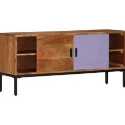 Tv-meubel 110x30x50 cm massief acaciahout honingbruin en grijs><noscript><img width=