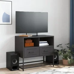 Tv-Meubels*vidaXL Tv-meubel 68x39x60,5 cm staal Zwart