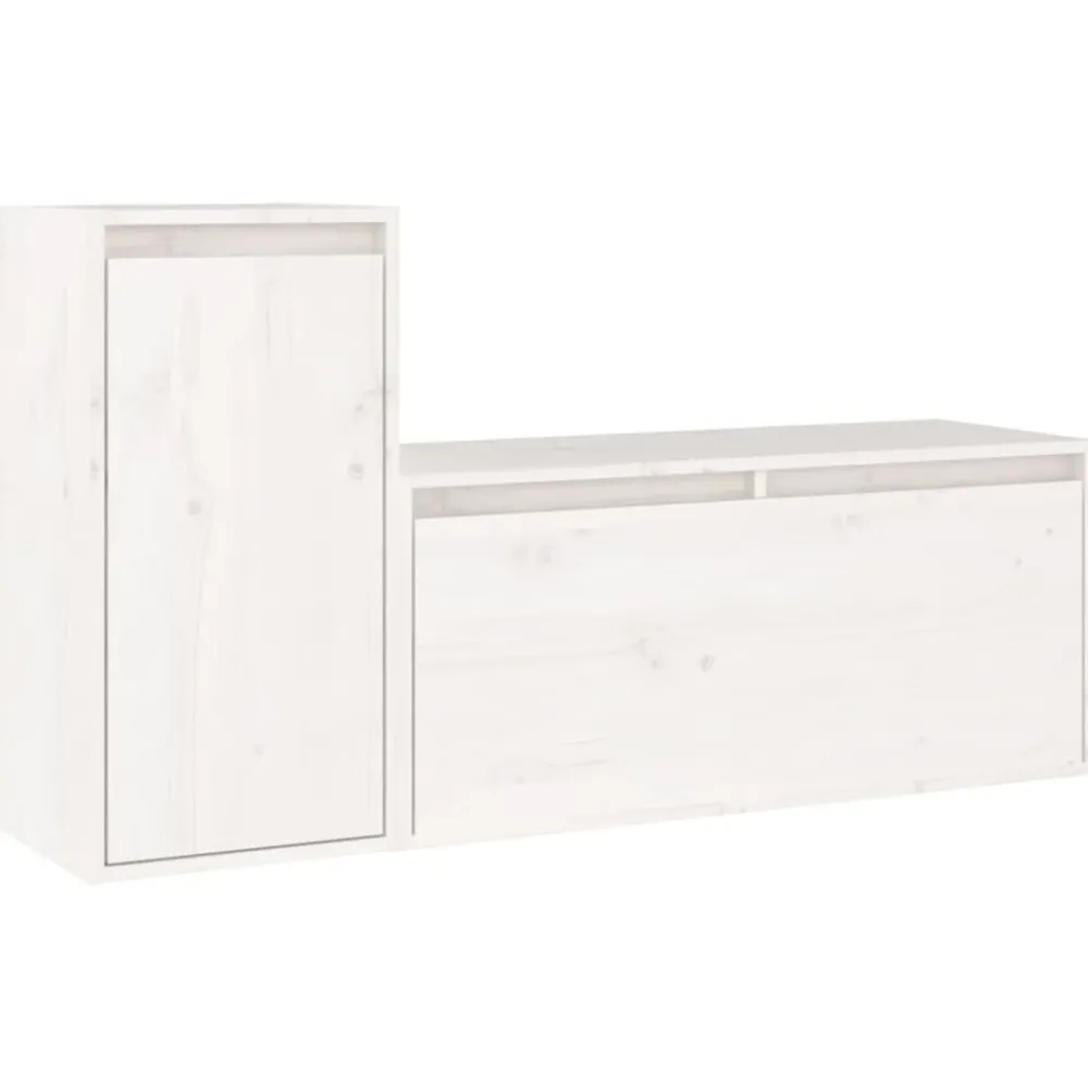 Tv-Meubels*vidaXL Tv-meubelen 2 st massief grenenhout Wit