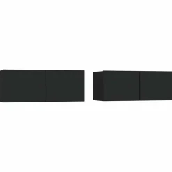 Tv-Meubels*vidaXL Tv-meubelen 2 st 80x30x30 cm bewerkt hout Zwart