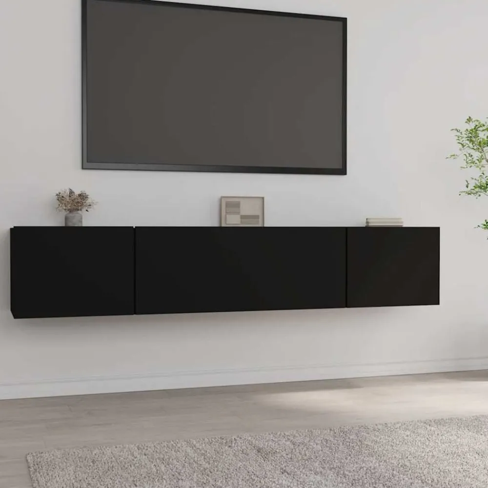 Tv-Meubels*vidaXL Tv-meubelen 2 st 80x30x30 cm bewerkt hout Zwart