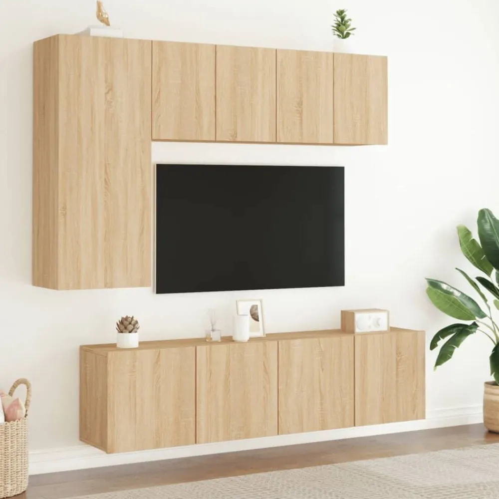 Tv-Meubels*vidaXL Tv-meubels 2 st wandgemonteerd 60x30x41 cm kleurig Sonoma eiken