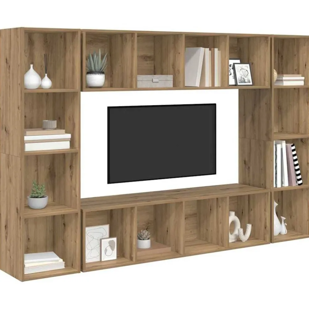 Tv-meubelset 4 pcs Bruin 37 x 37 x 142,5 cm Bewerkt hout>vidaXL Online
