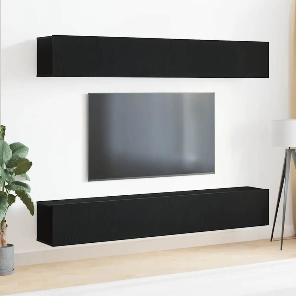 Tv-Meubels*vidaXL Tv-meubelset 4 pcs 100 x 30 x 30 cm Bewerkt hout Zwart eiken