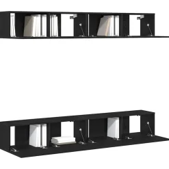Tv-Meubels*vidaXL Tv-meubelset 4 pcs 100 x 30 x 30 cm Bewerkt hout Zwart eiken