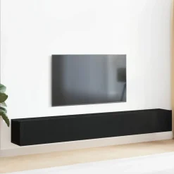 Tv-Meubels*vidaXL Tv-meubelset 3 pcs Zwart Eiken 80 x 30 x 30 cm Bewerkt hout