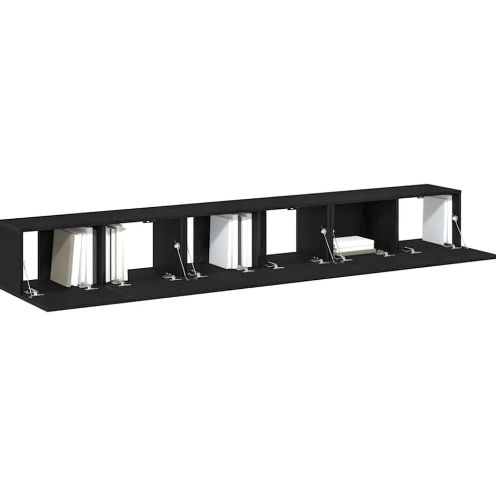 Tv-Meubels*vidaXL Tv-meubelset 3 pcs Zwart Eiken 80 x 30 x 30 cm Bewerkt hout