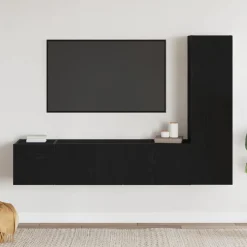 Tv-Meubels*vidaXL Tv-meubelset 4 pcs 130,5 x 30 x 140 cm Bewerkt hout Zwart eiken