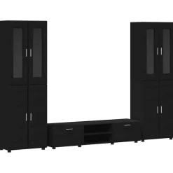 Meubelsets*vidaXL Tv-meubelset met lade met plank FLORIN 3 pcs Bewerkt hout Zwart