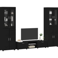 Meubelsets*vidaXL Tv-meubelset met lade met plank FLORIN 3 pcs Bewerkt hout Zwart