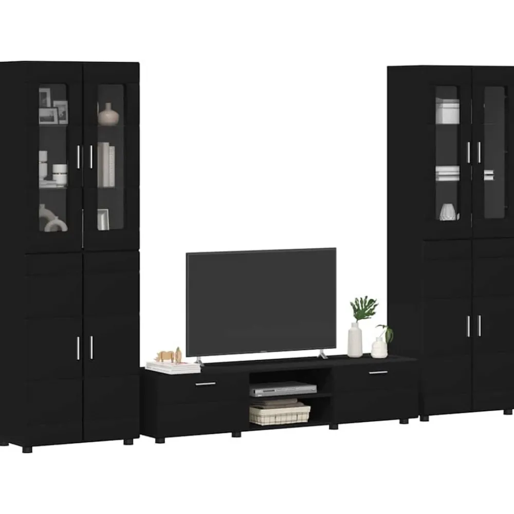 Meubelsets*vidaXL Tv-meubelset met lade met plank FLORIN 3 pcs Bewerkt hout Zwart