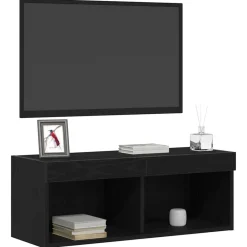 Tv-Meubels*vidaXL Tv-meubelset met LED 80 x 30 x 30 cm Bewerkt hout Zwart eiken