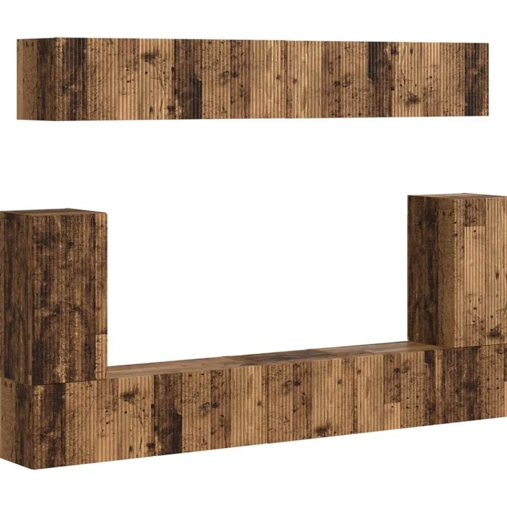Tv-meubelset Wandgemonteerd 5 pcs Oudhout Bewerkt hout>vidaXL New