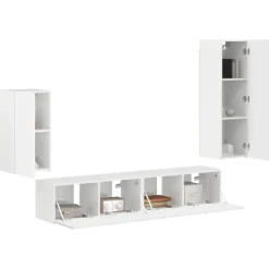 Tv-Meubels*vidaXL Tv-meubelset Wandgemonteerd 4 pcs Bewerkt hout Hoogglans wit
