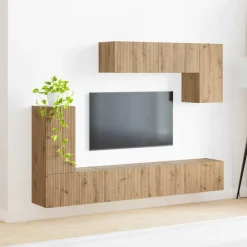 Tv-Meubels*vidaXL Tv-meubelset Wandgemonteerd 5 pcs Bewerkt hout Zwart