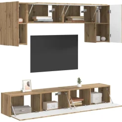 Tv-Meubels*vidaXL Tv-meubelset Wandgemonteerd 5 pcs Bewerkt hout Zwart