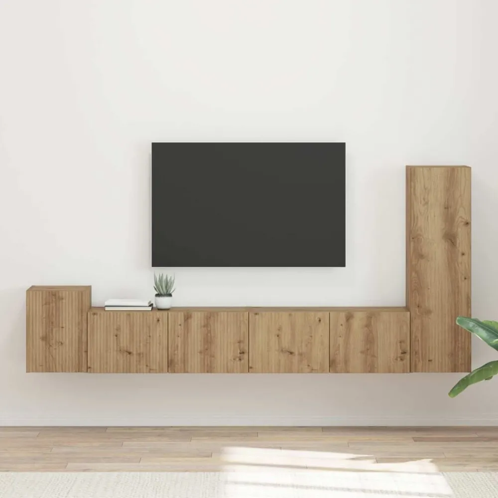 Tv-meubelset Wandgemonteerd 3 pcs Artisan Eiken Bewerkt hout>vidaXL New