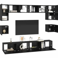 Tv-meubelset Wandgemonteerd 8 pcs Bewerkt hout><noscript><img width=