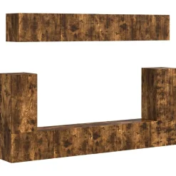 Tv-Meubels*vidaXL Tv-meubelset Wandgemonteerd 5 pcs Gerookt eiken Bewerkt hout