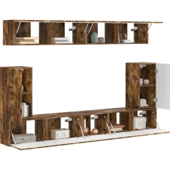 Tv-Meubels*vidaXL Tv-meubelset Wandgemonteerd 5 pcs Gerookt eiken Bewerkt hout