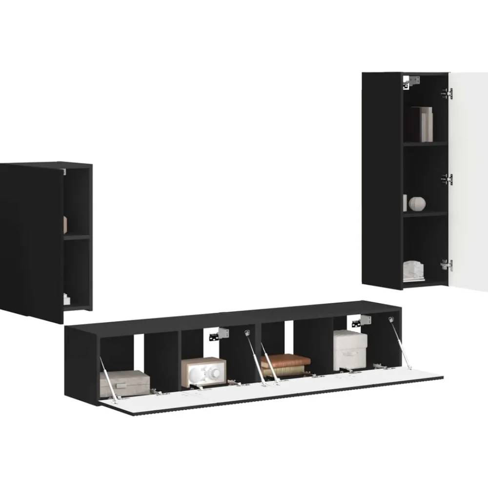 Tv-meubelset Wandgemonteerd 4 pcs Bewerkt hout>vidaXL New