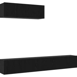 Tv-Meubels*vidaXL Tv-meubelset Wandgemonteerd 3 pcs Bewerkt hout Zwart eiken