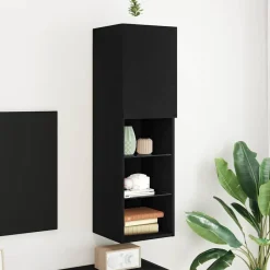 Tv-Meubels*vidaXL Tv-meubelset 30,5 x 30 x 102 cm Bewerkt hout Zwart eiken