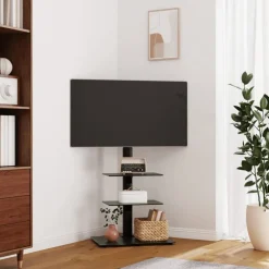 Elektronica*vidaXL Tv-standaard hoekmodel 3-laags voor 32-65 inch zwart