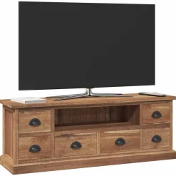 Tv-Meubels*vidaXL TV-standaard met lade Naturel 110 x 30 x 40 cm Massief Teakhout