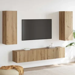 Tv-Meubels*vidaXL Tv-wandkasten 4 st bewerkt hout artisanaal eikenkleurig