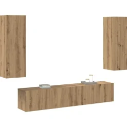 Tv-Meubels*vidaXL Tv-wandkasten 4 st bewerkt hout artisanaal eikenkleurig