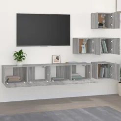 Tv-Meubels*vidaXL Tv-wandmeubel bewerkt hout eikenkleurig Grijs sonoma