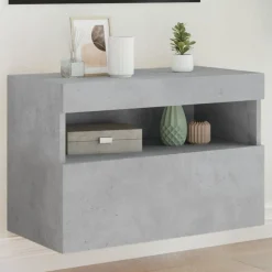 Tv-Meubels*vidaXL Tv-wandmeubel met LED-verlichting 60x30x40 cm Betongrijs