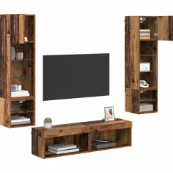 TV-wandmeubel met LED-striplichten 6 pcs Bewerkt hout><noscript><img width=