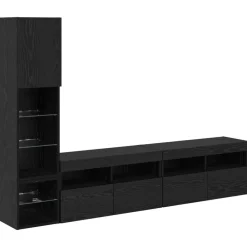 Tv-Meubels*vidaXL TV-wandmeubel met LED 4 pcs Bewerkt hout Zwart eiken