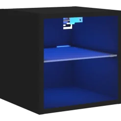 Tv-Meubels|Tafels*vidaXL Tv-wandmeubel met LED-verlichting 30x28,5x30 cm Zwart