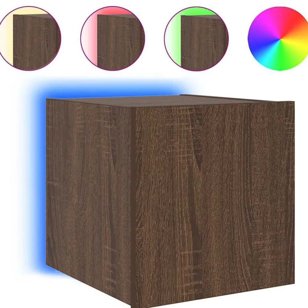 Tv-wandmeubel met LED-verlichting 30,5x35x30 cm bruineiken>vidaXL Online